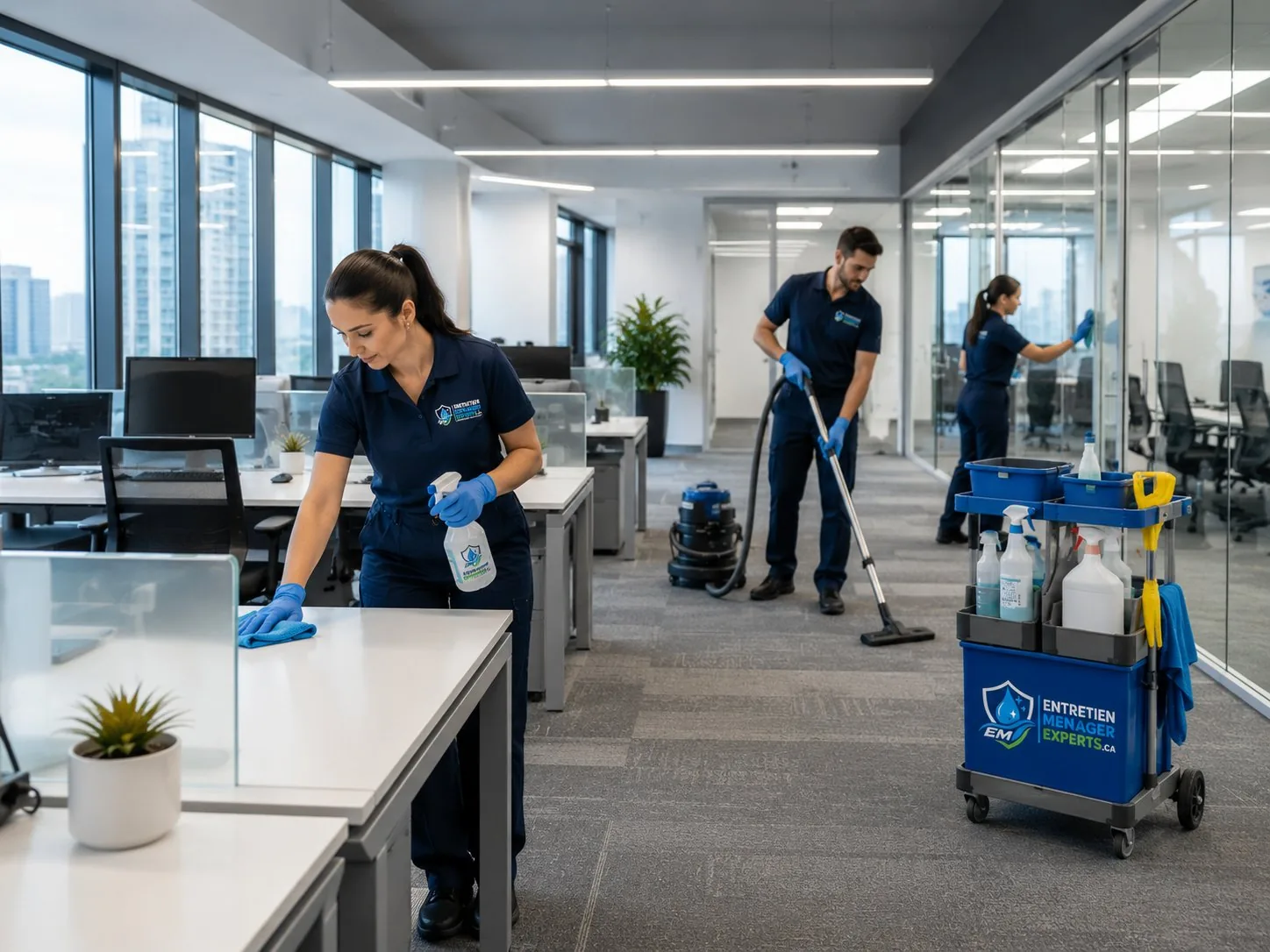 Nettoyage de bureaux dans un espace de travail